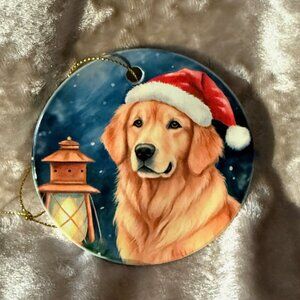 Ceramic Christmas Ornament - Watercolor Golden Retriever